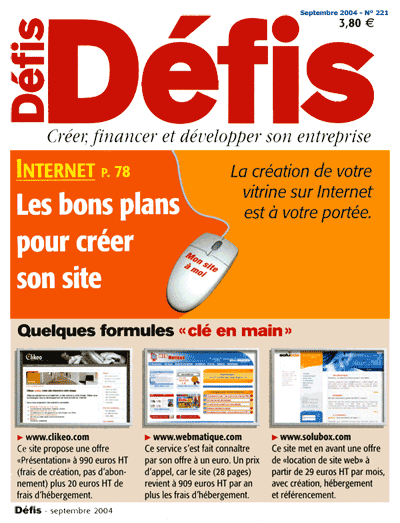 Clikeo - parution magazine d�fis septembre 2004
